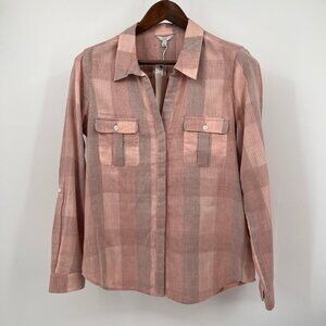 Joie Booker Button Down Shirt Size L Soft Gingham Cotton Long Sleeve Checked